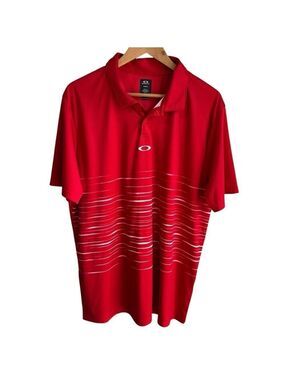 Oakley Collared Polo Shirt Mens 2XL Red Hydrolix Short Sleeve Golf Tennis EUC